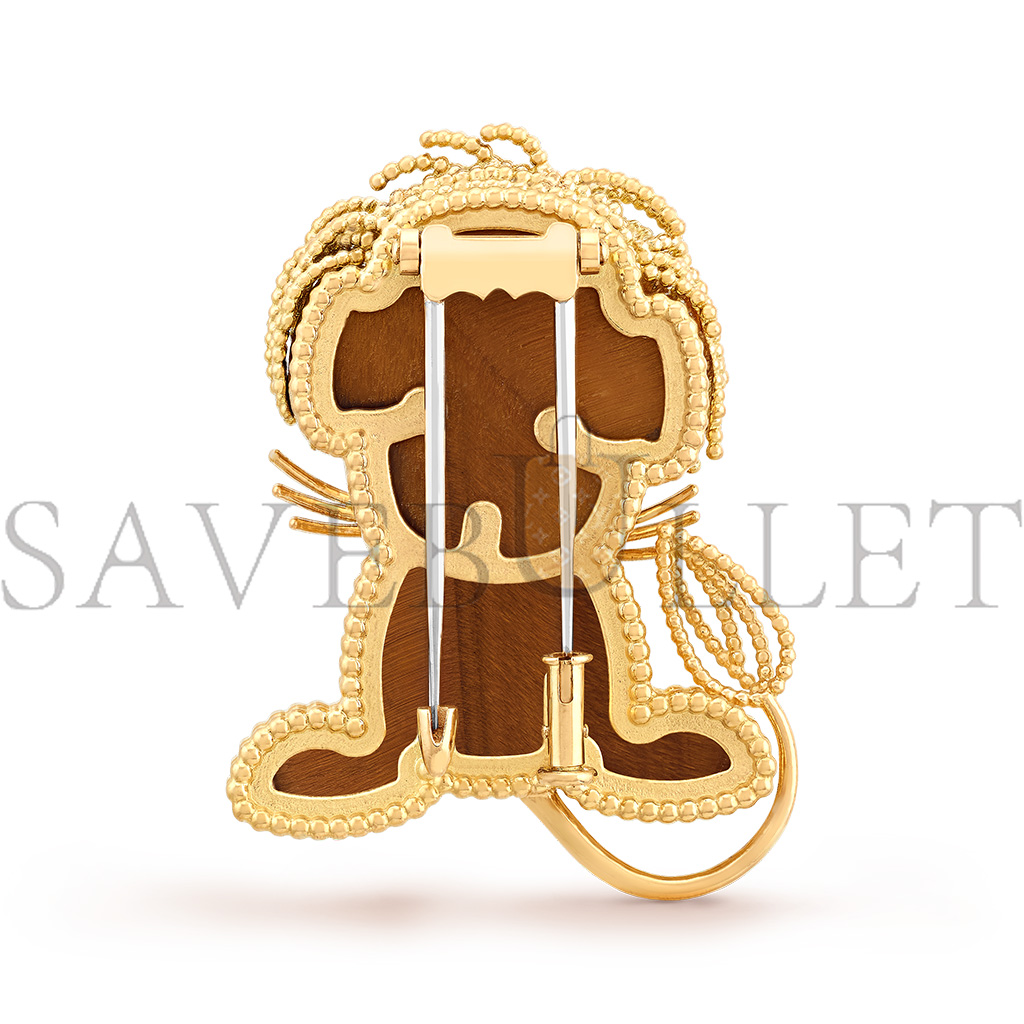 VAN CLEEF ARPELS LUCKY ANIMALS LION CLIP - YELLOW GOLD, ONYX, TIGER EYE  VCARP2AQ00